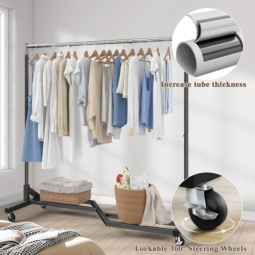 LIFE FURNITURE　IRON HANGER RACK BOFENG Black Metal Garment Rack Heavy Duty Clothes Stand